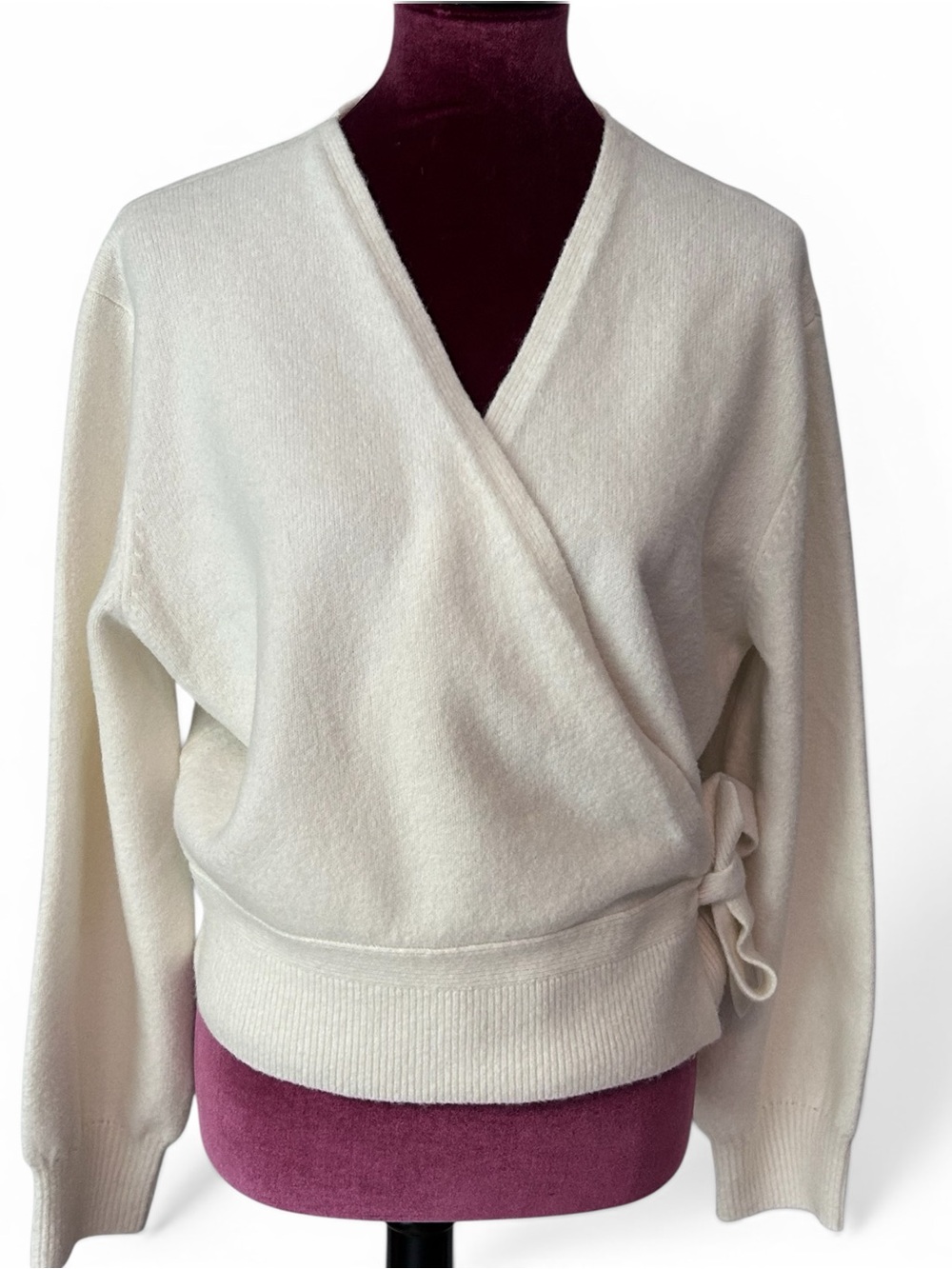 & Other Stories White Wool Blend Wrap Sweater Size Large